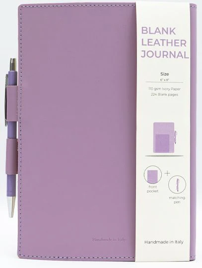 Purple Leather Journal with pen included and Blank Pages - Image 6