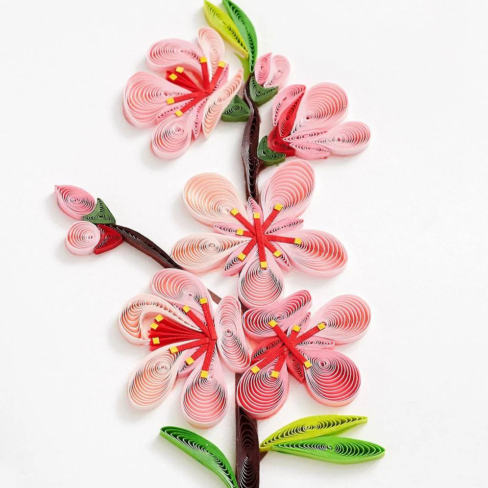 Quilling Peach Blossom Thank You Card - Image 2