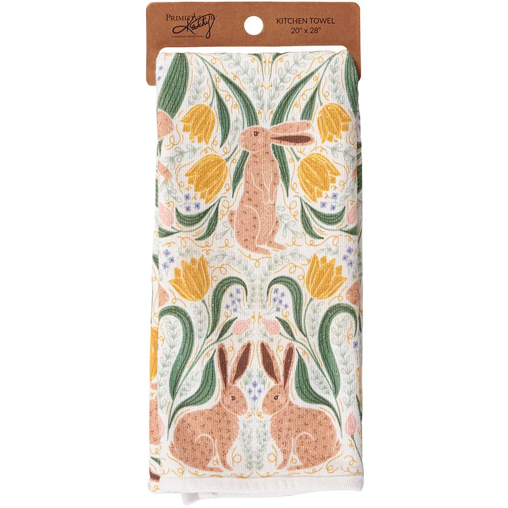 Rabbit Folk Art Kitchen Towel
