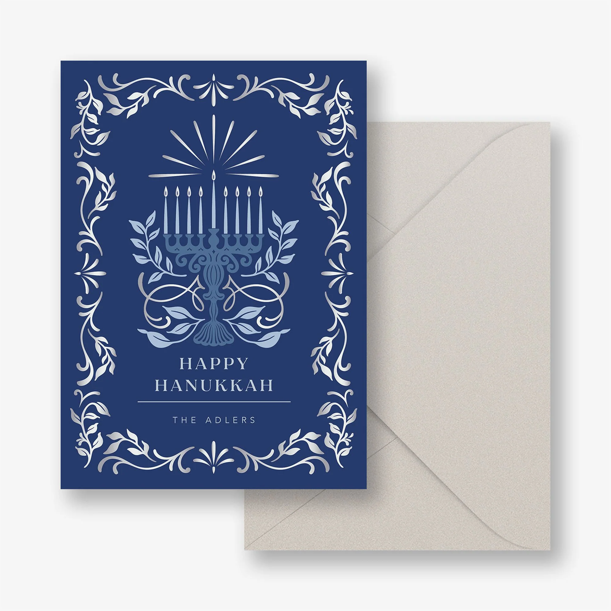 Radiant Menorah Foil Frame Holiday Card - Image 3