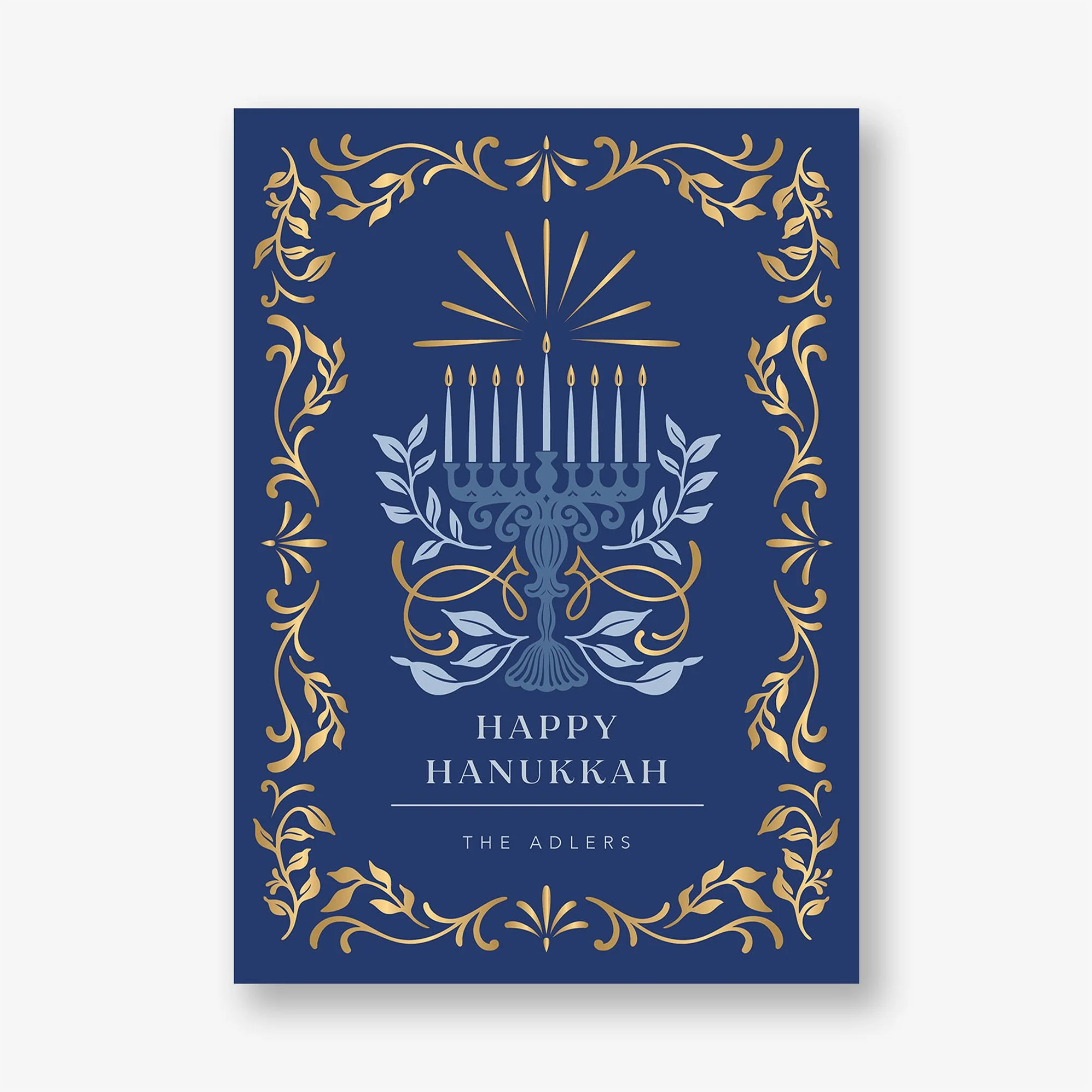 Radiant Menorah Foil Frame Holiday Card - Image 4