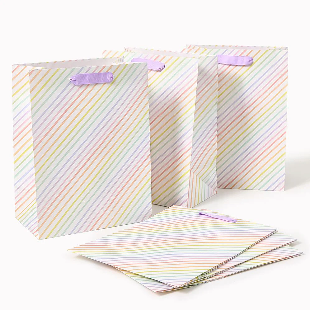 Rainbow Stripe Medium Set of Gift Bags - Image 2