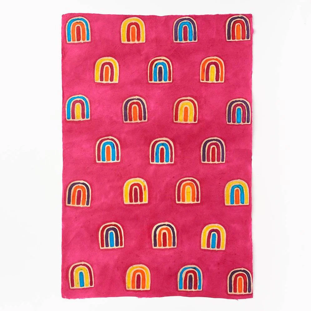 Rainbows on Magenta Handmade Paper - Image 2