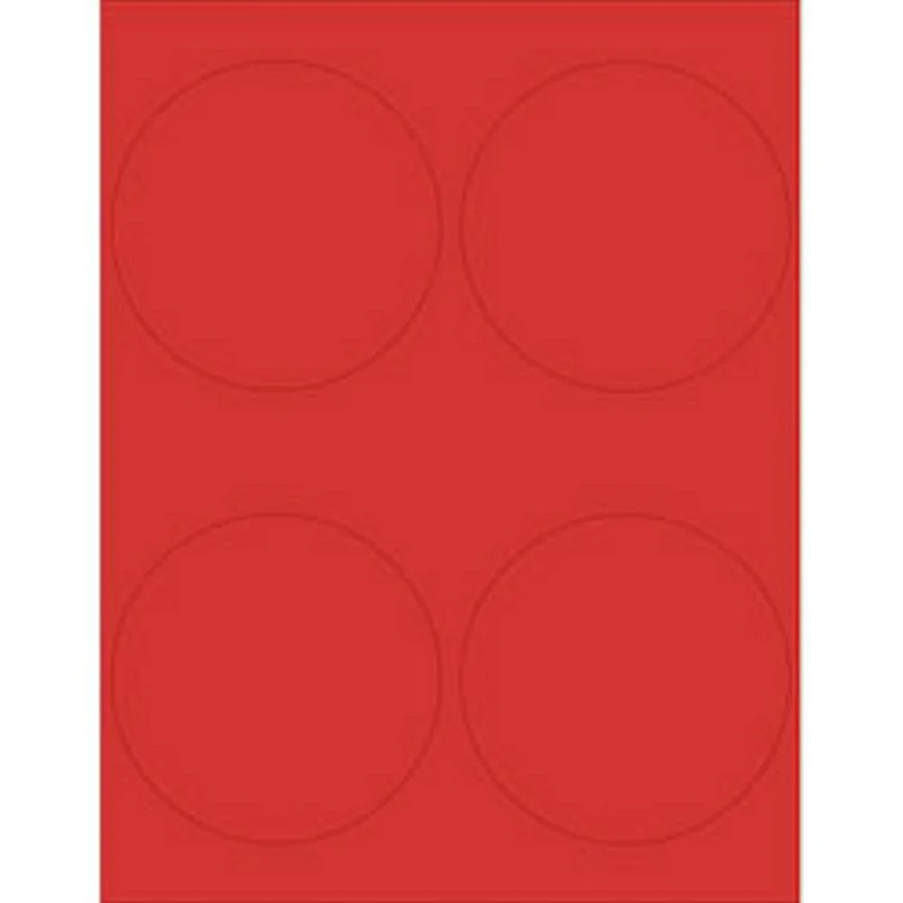 Red 4 Inch Round Printable Labels