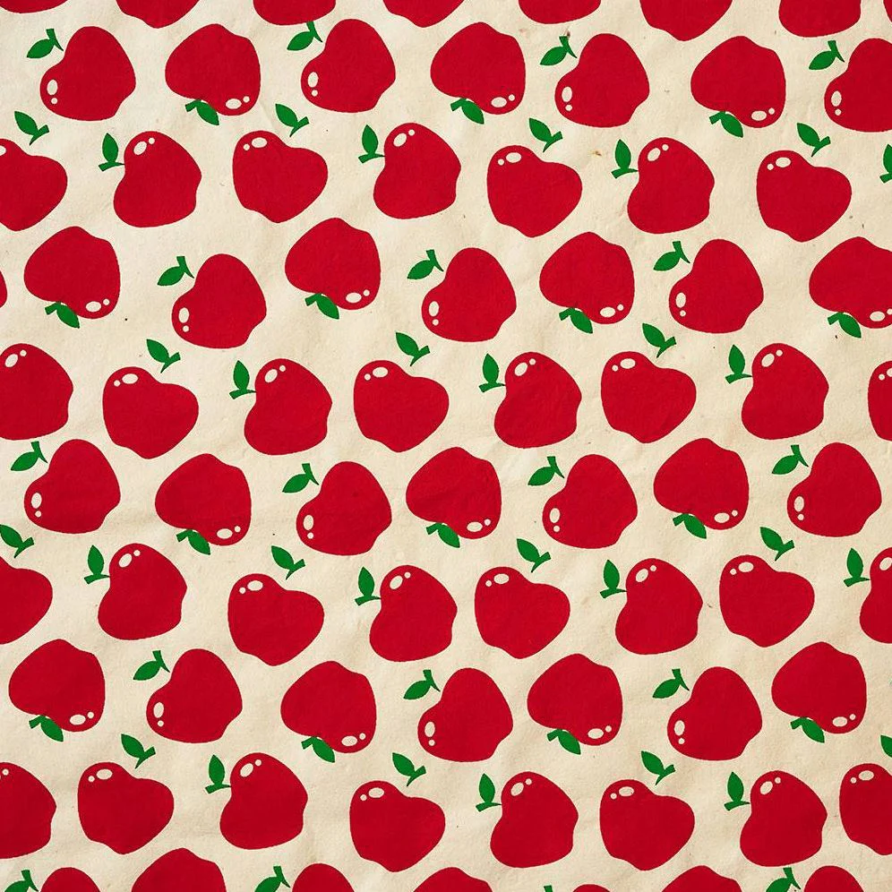 Red Apples on Cream Handmade Paper