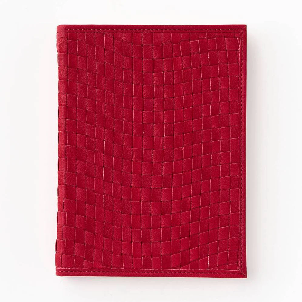 Red Dahlia Woven Leather Journal