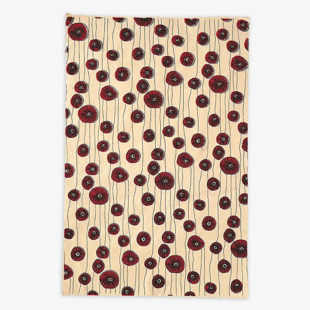 Red Flower Bloom on Cream Handmade Paper - Image 2