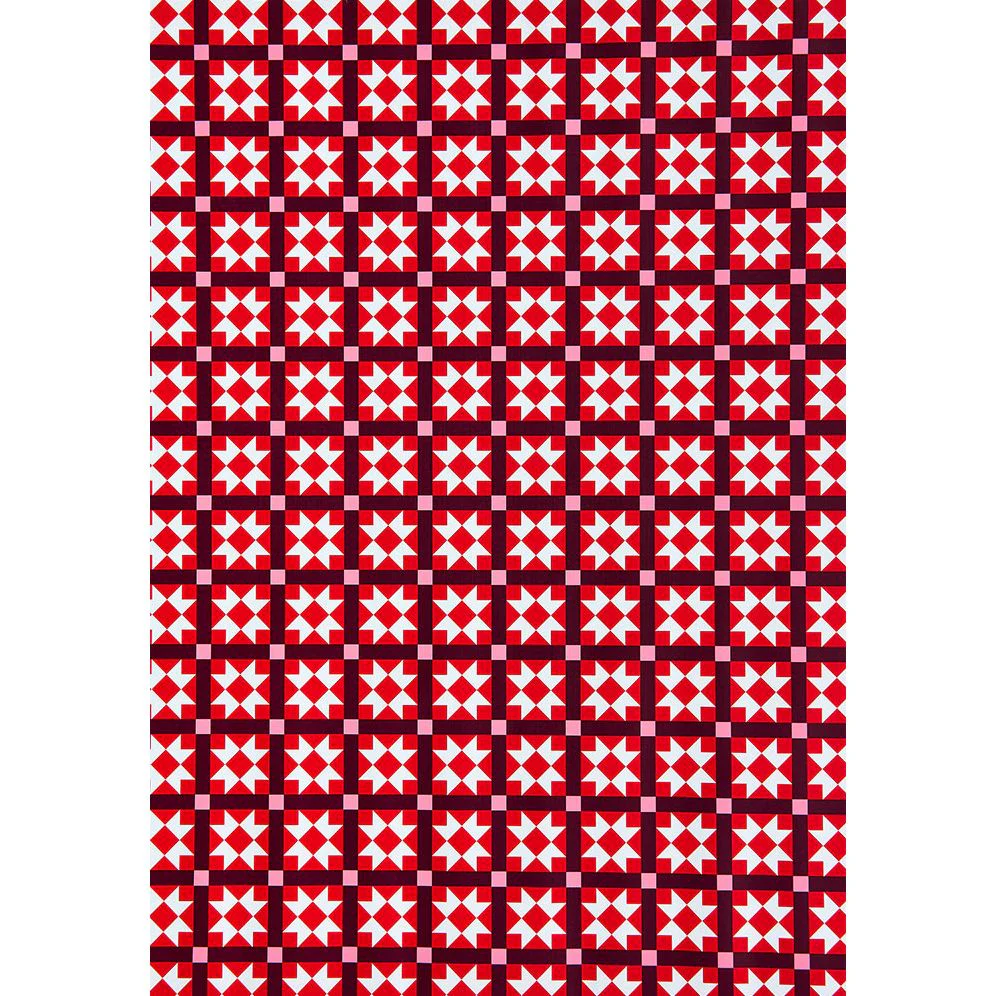 Red Quilt Textured Wrapping Paper - Image 2