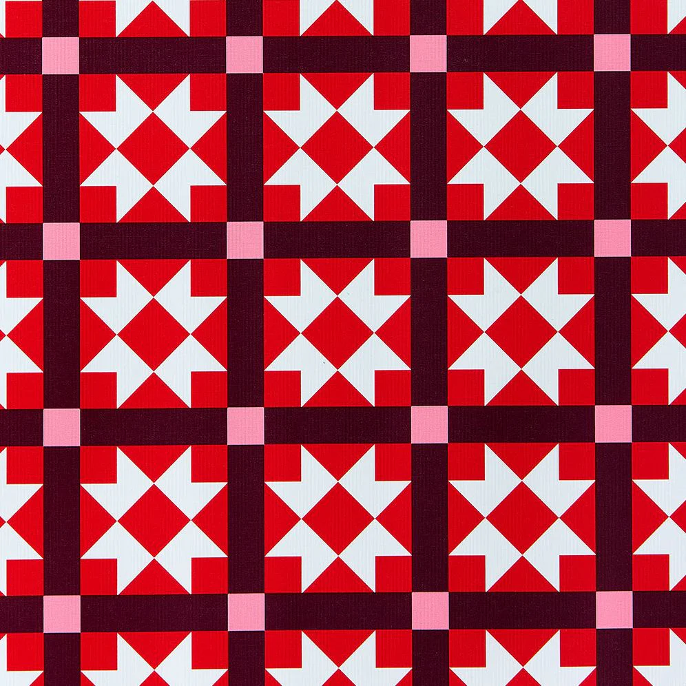 Red Quilt Textured Wrapping Paper - Image 3