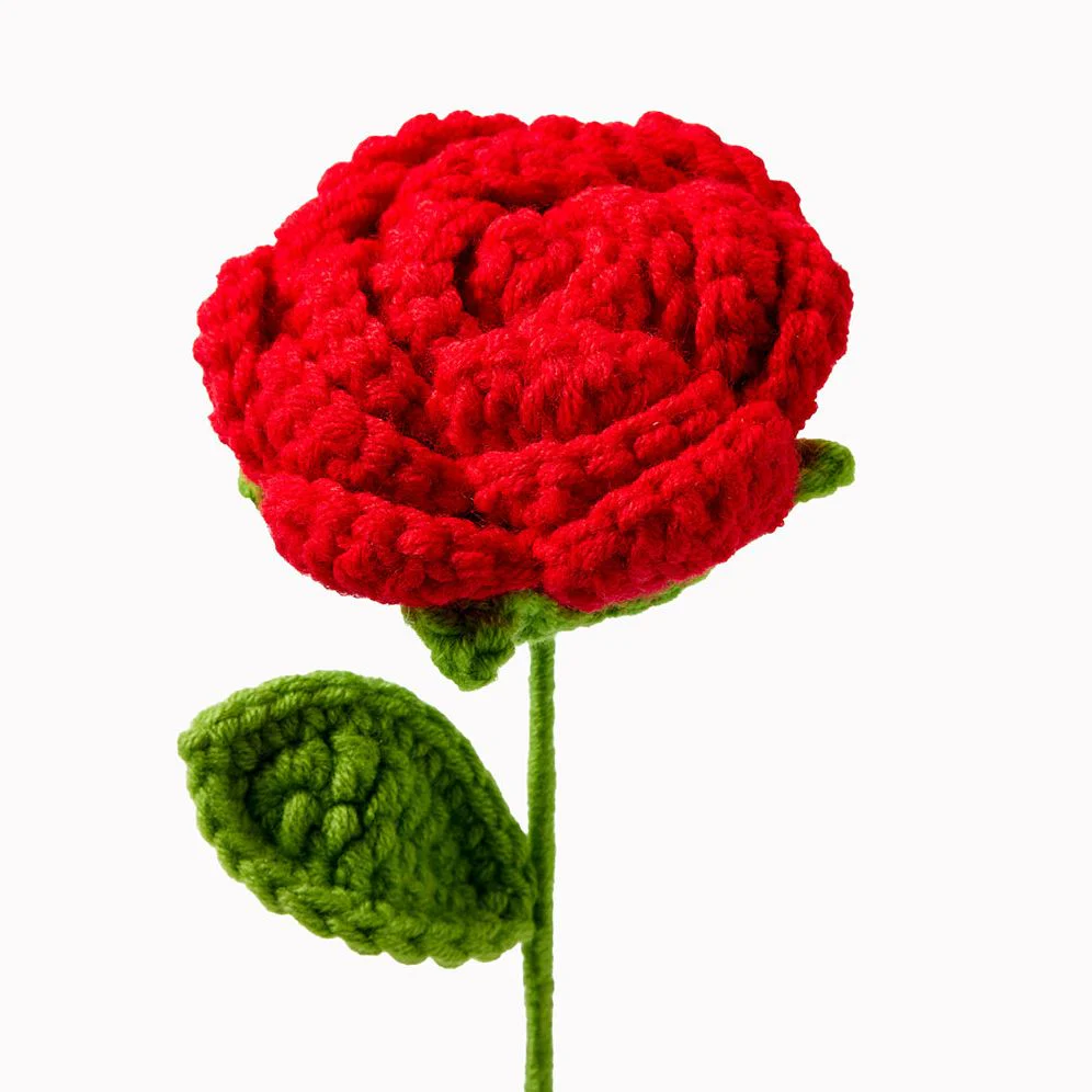 Red Rose Crochet Flower - Image 2