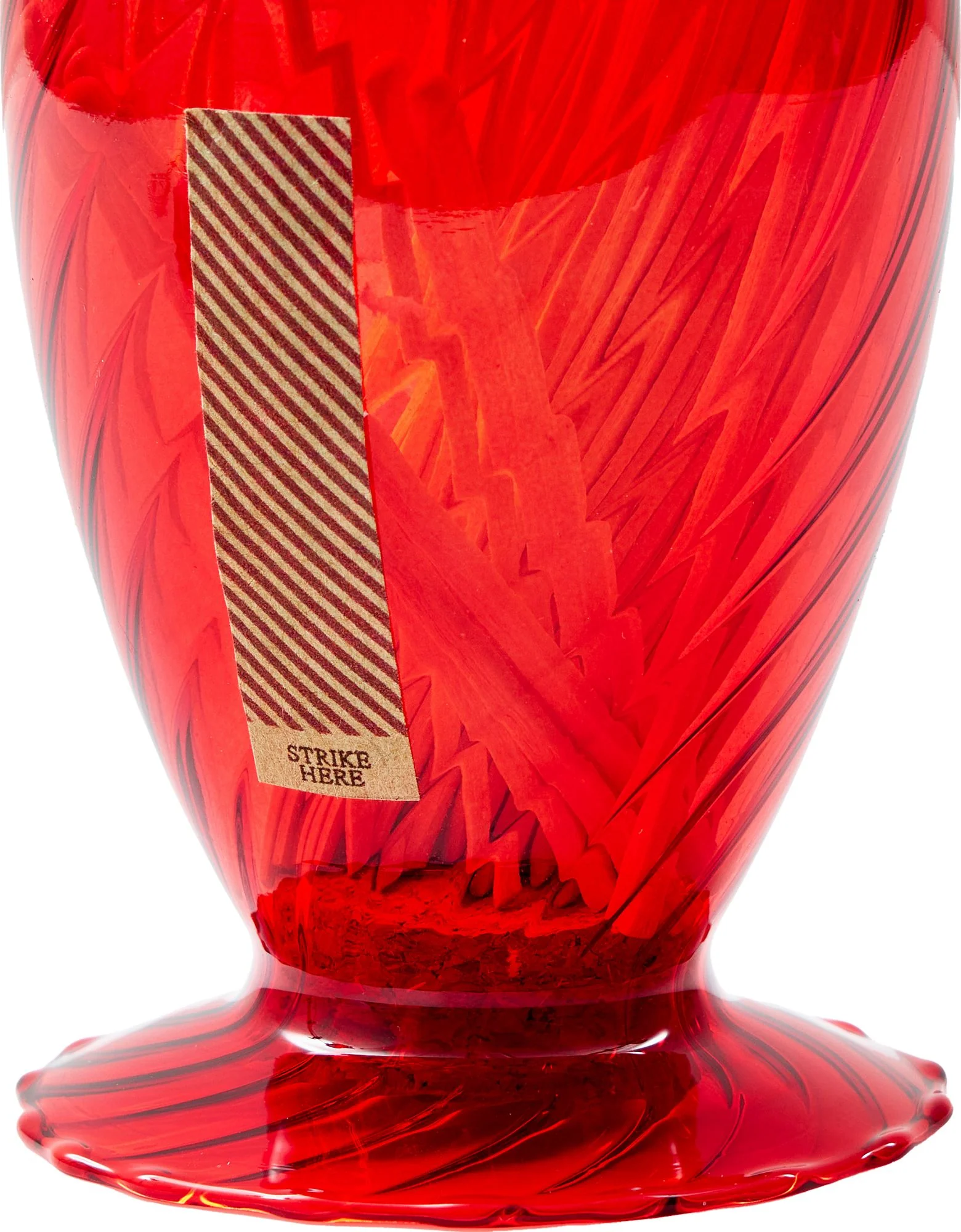 Red Striped Glass Cloche with Matches - Image 3