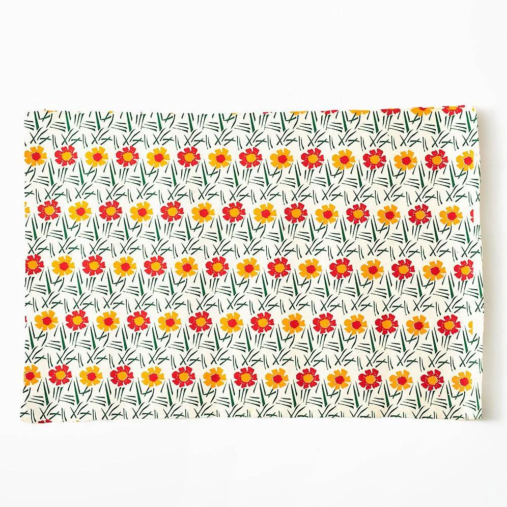 Red & Yellow Retro Flower Handmade Paper - Image 2