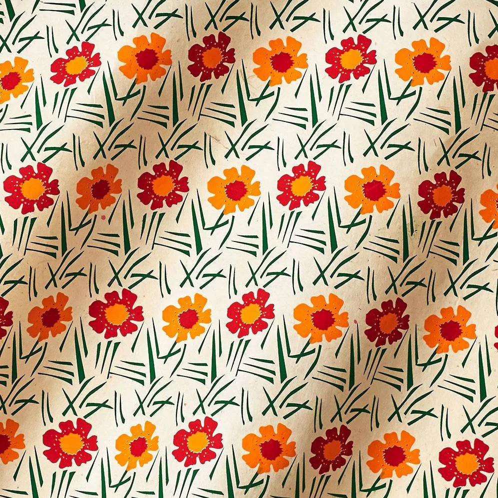 Red & Yellow Retro Flower Handmade Paper - Image 3