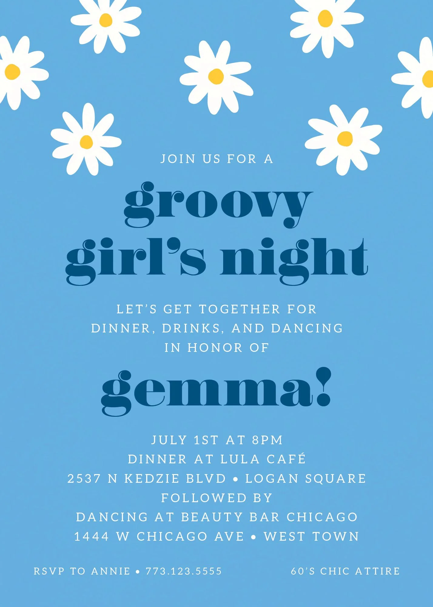 Retro Daisy Party Invitation - Image 2