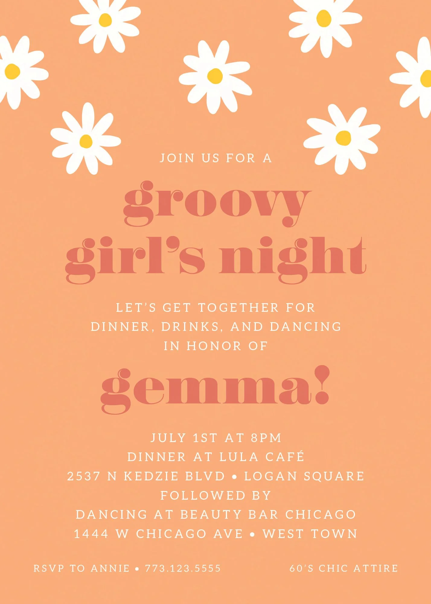 Retro Daisy Party Invitation - Image 3