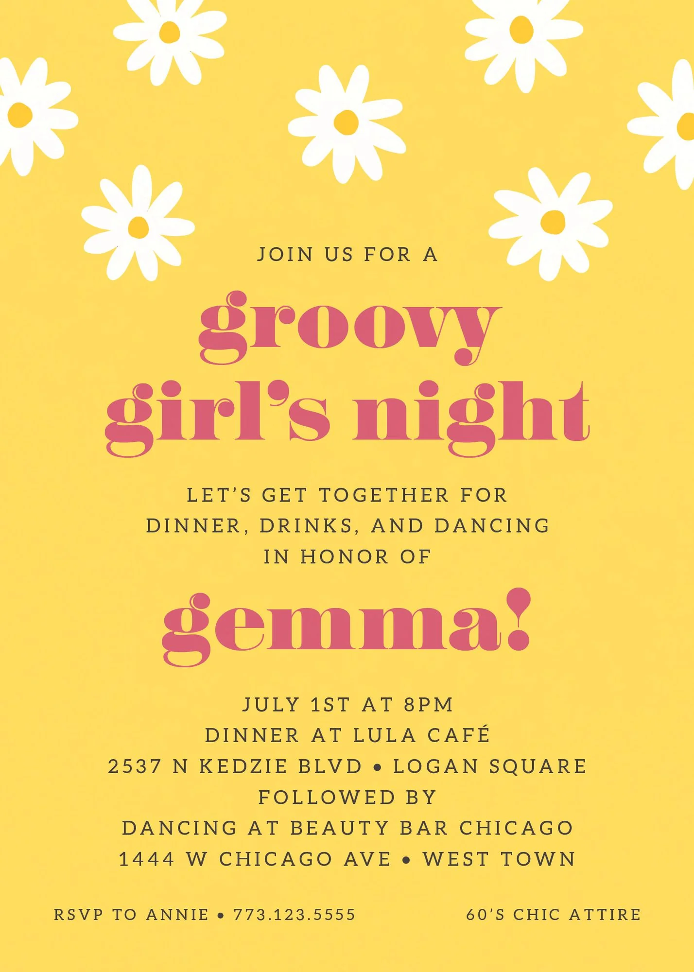 Retro Daisy Party Invitation - Image 4