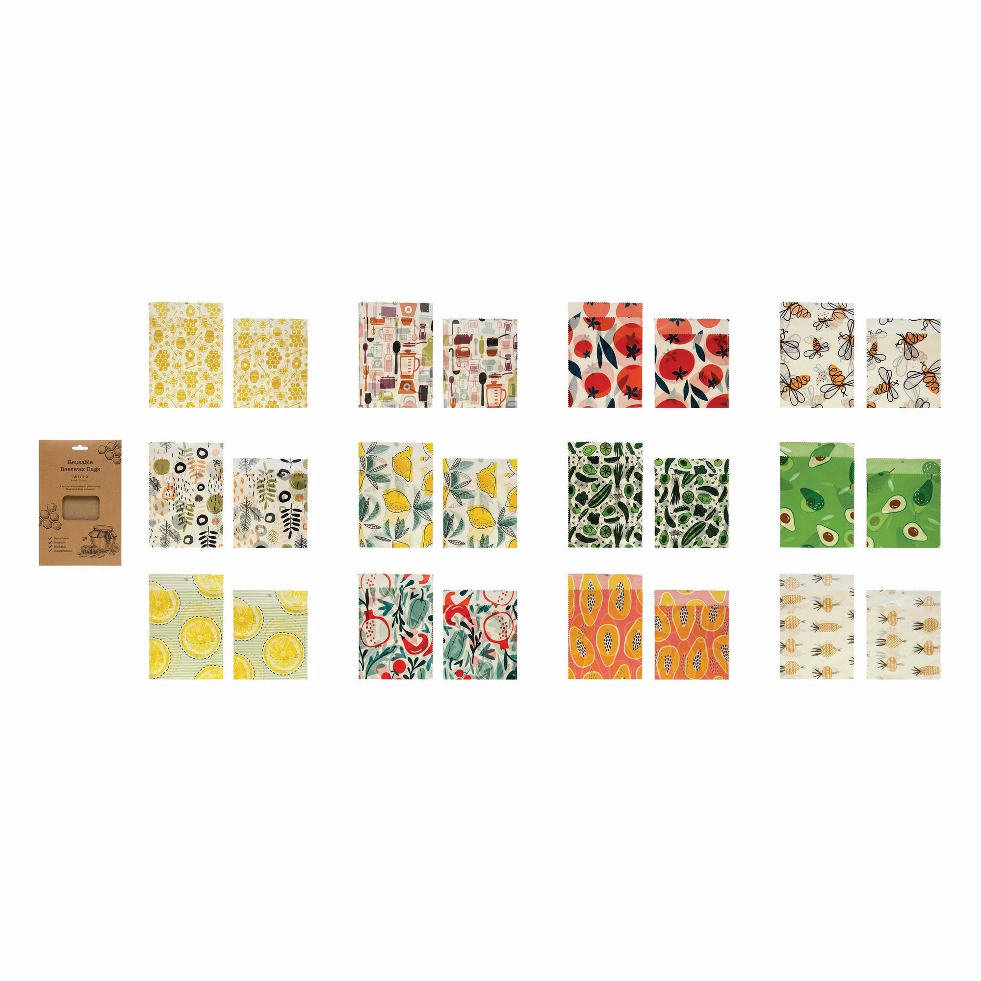 Reusable Beeswax Food Bag Set of 2