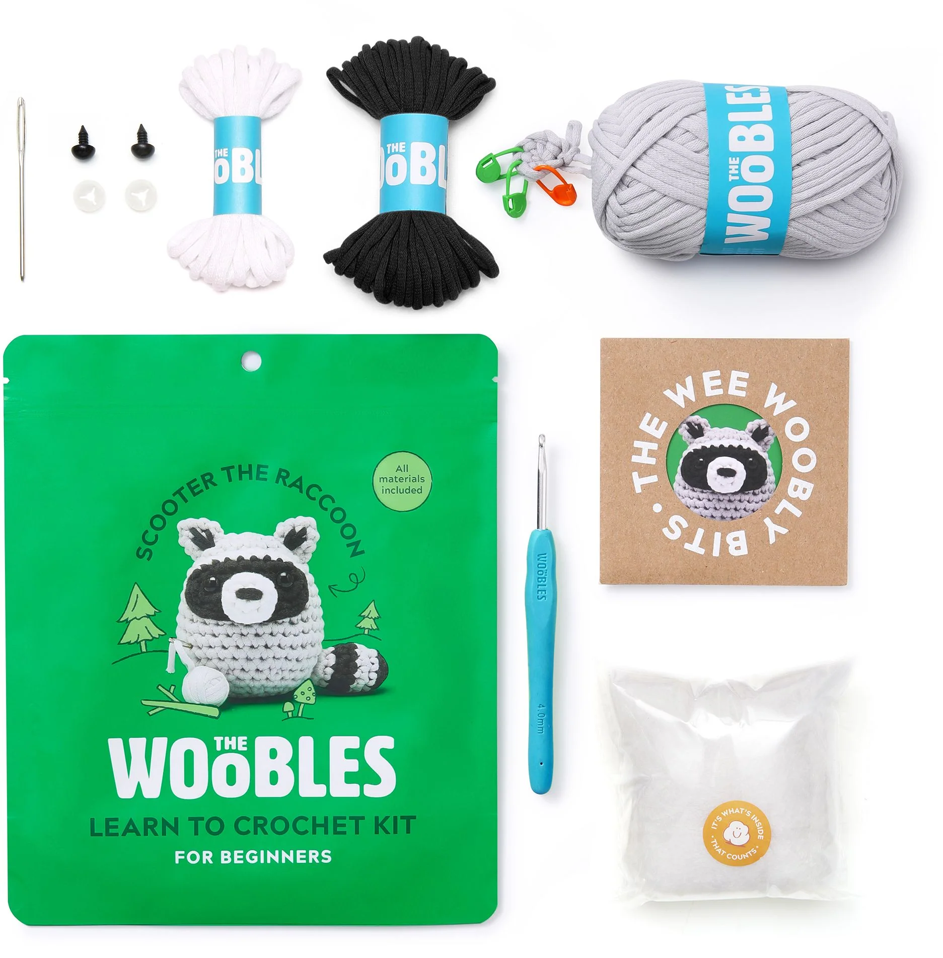 Scooter the Raccoon, The Woobles Beginner Crochet Kit - Image 4
