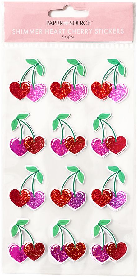 Shimmer Heart Cherry Stickers - Image 3