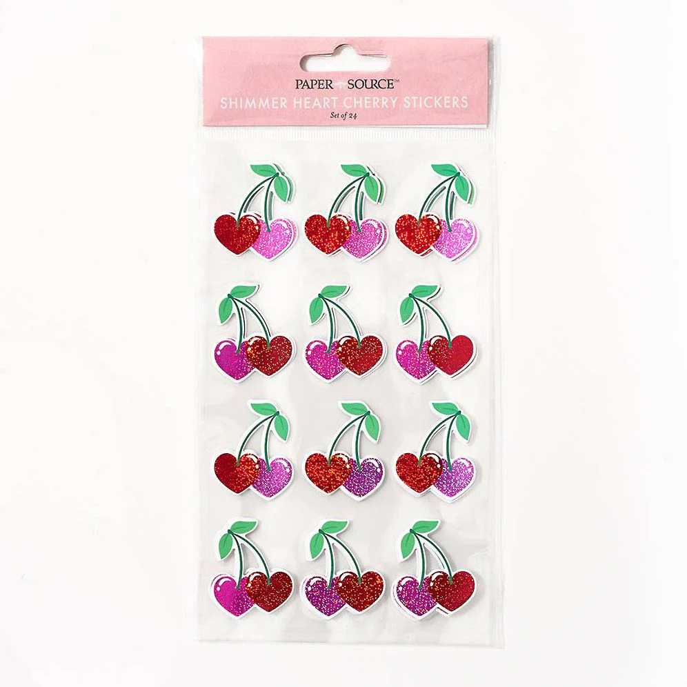 Shimmer Heart Cherry Stickers - Image 4