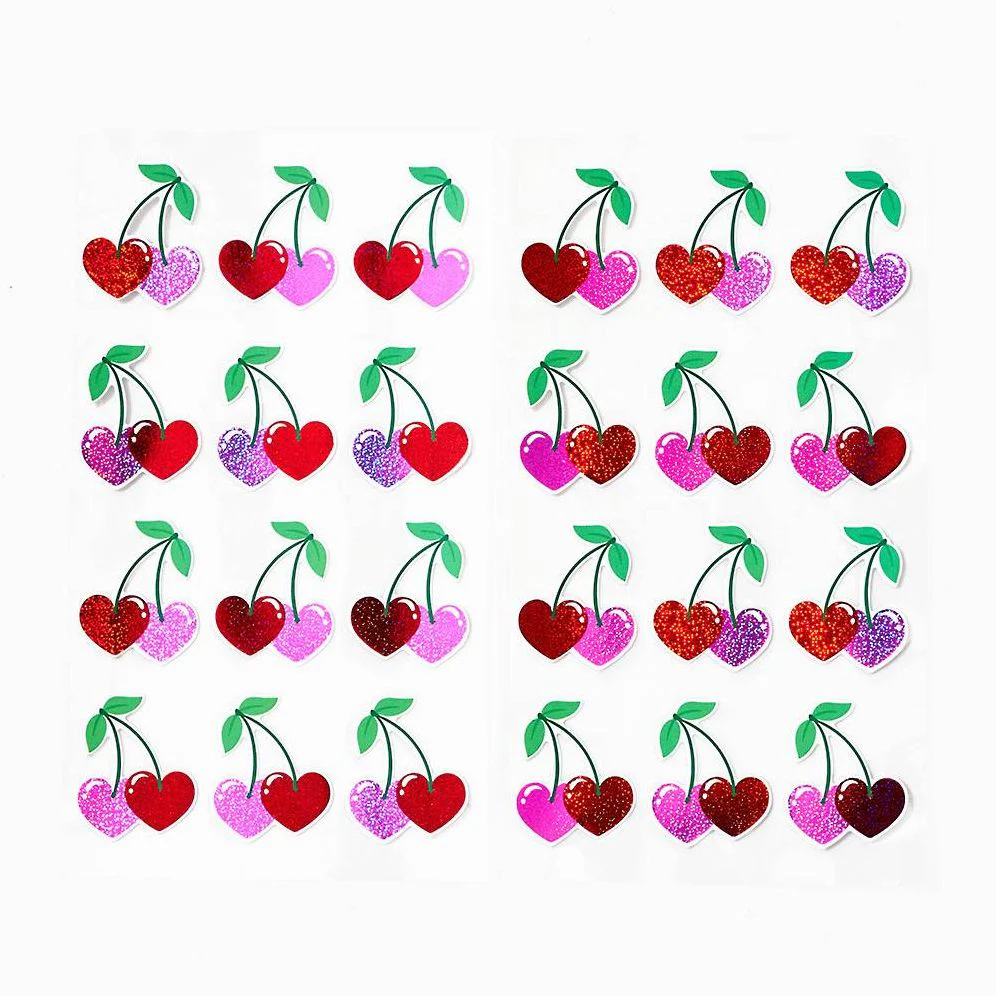 Shimmer Heart Cherry Stickers - Image 5