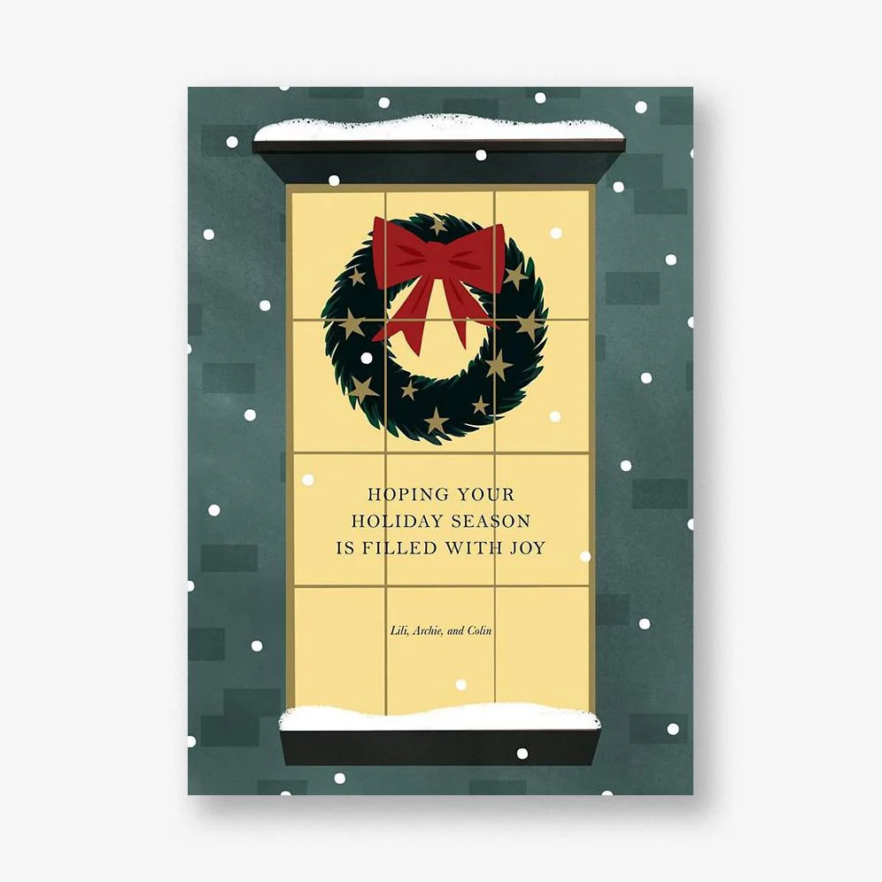 Shining Wreath Holiday Photo Card