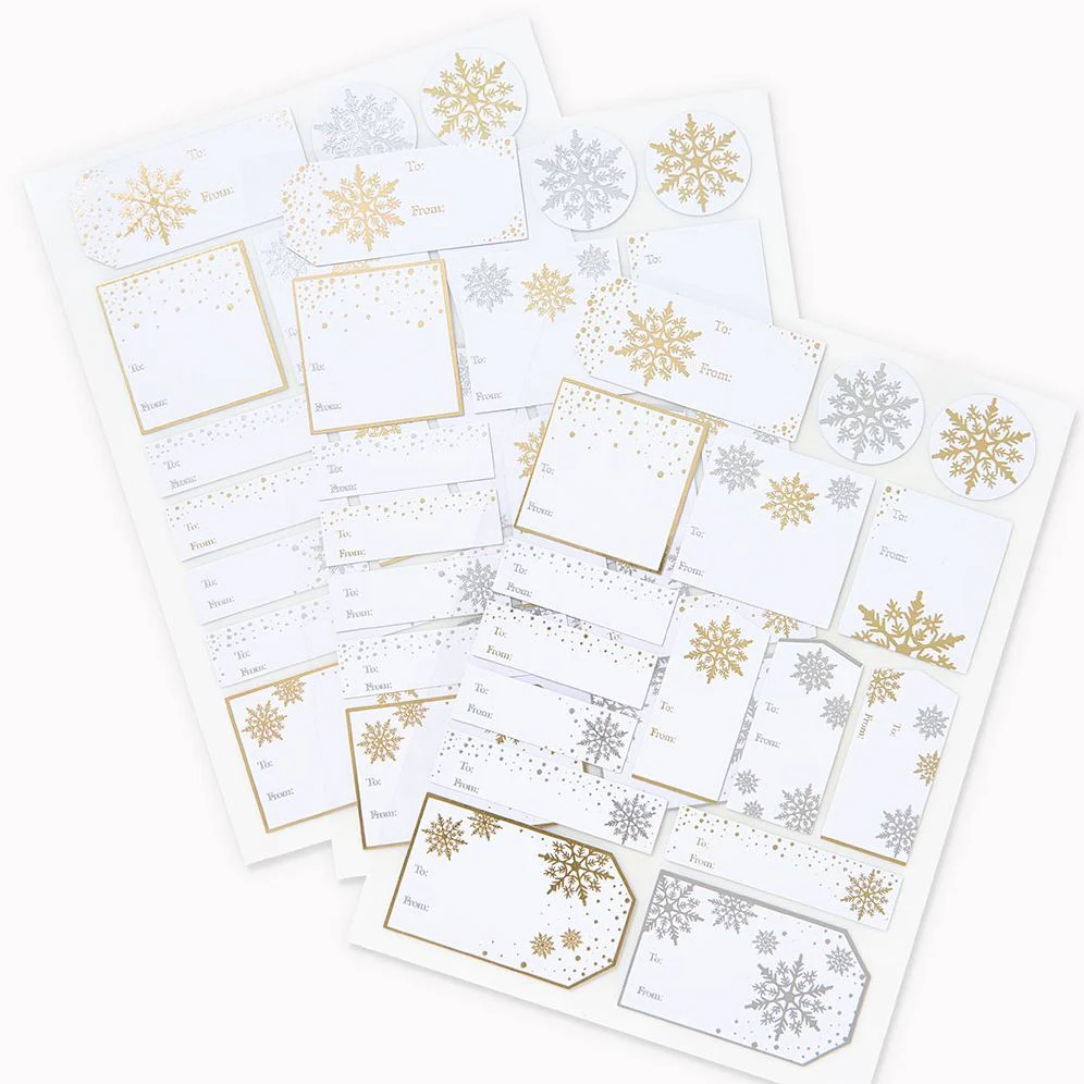 Silver/Gold Snowflakes Adhesive Labels - Image 4