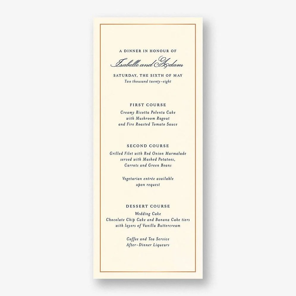 Simply Traditional Menu