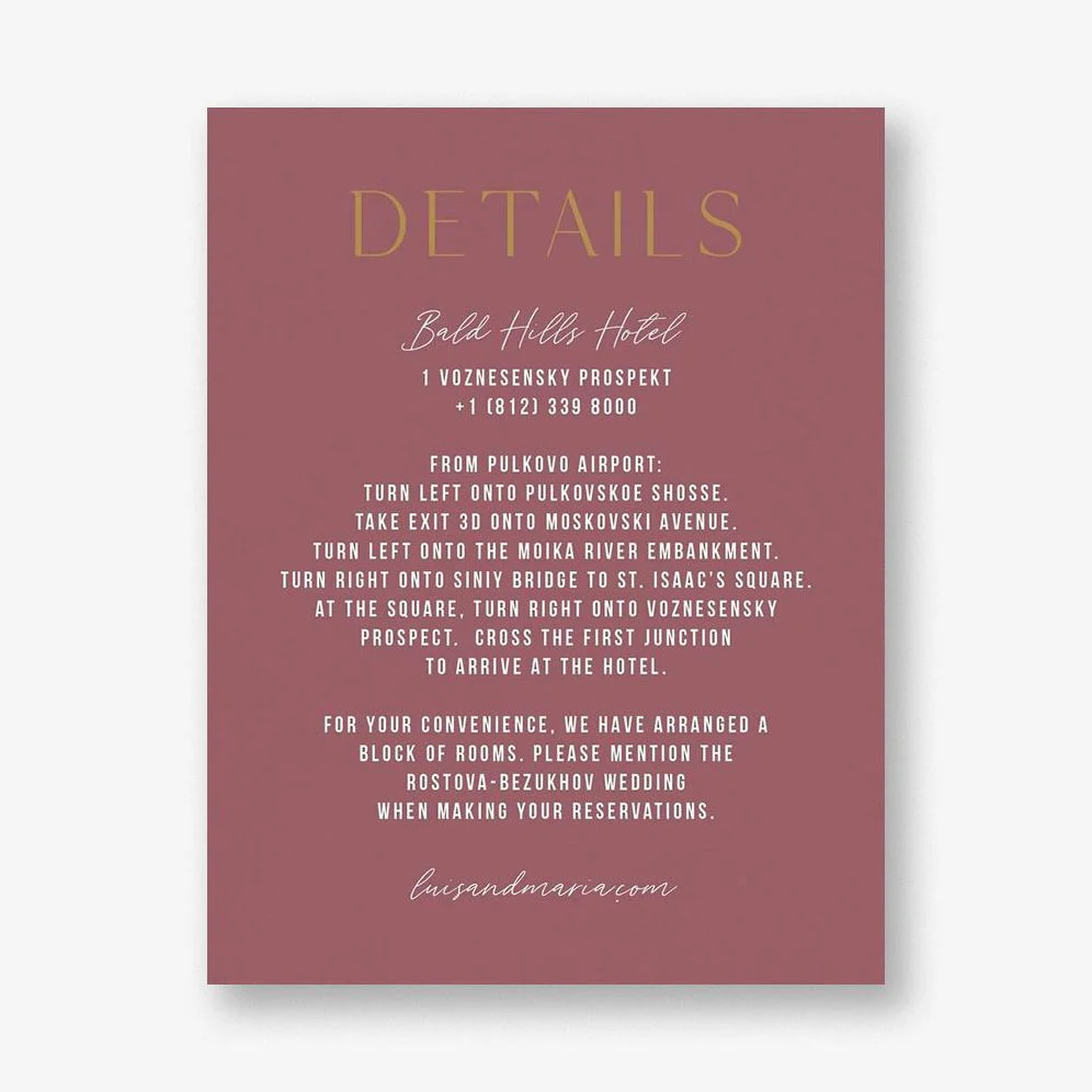 Simply Us Mauve Information Card