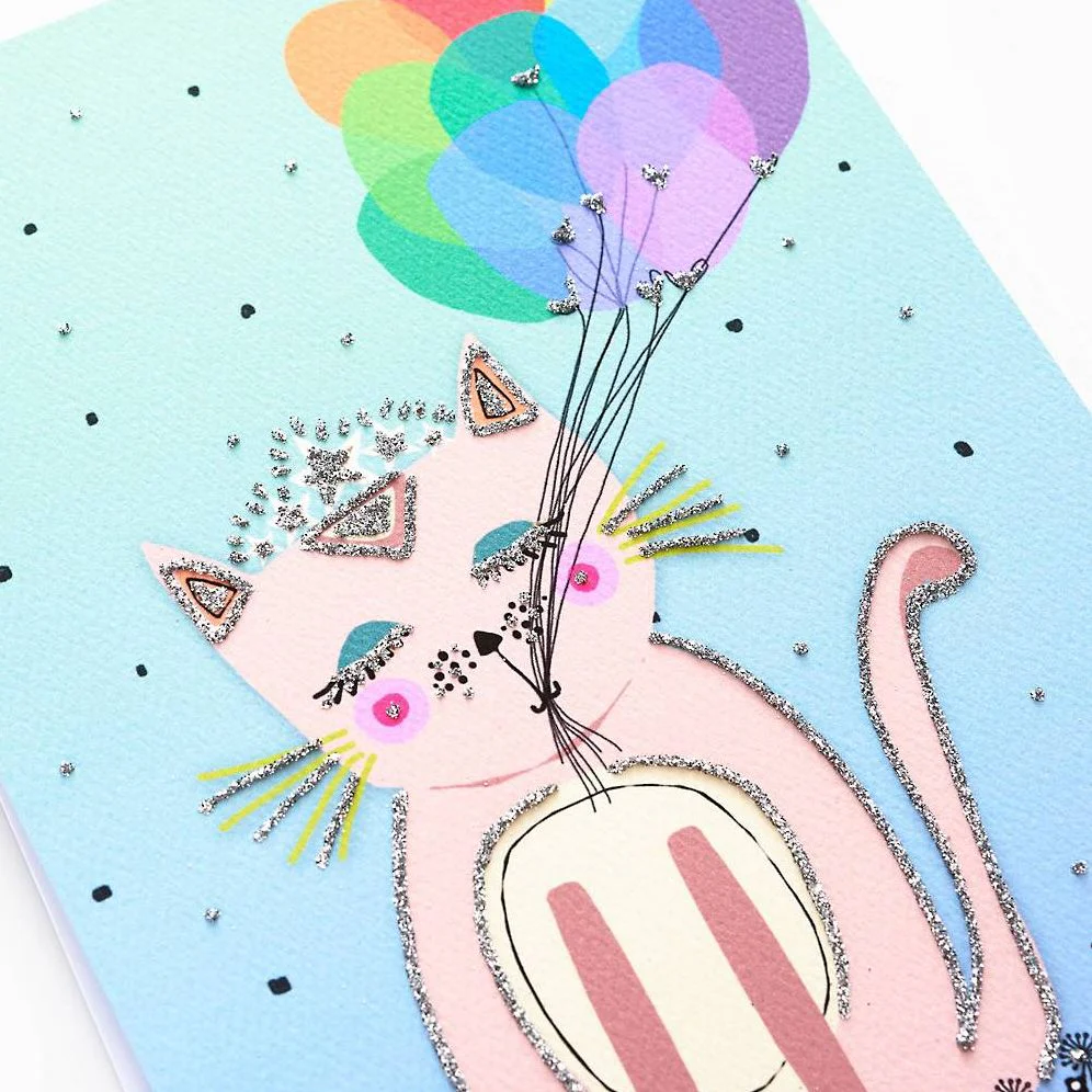 Specialty Glitter Purrfect Birthday Card - Image 2