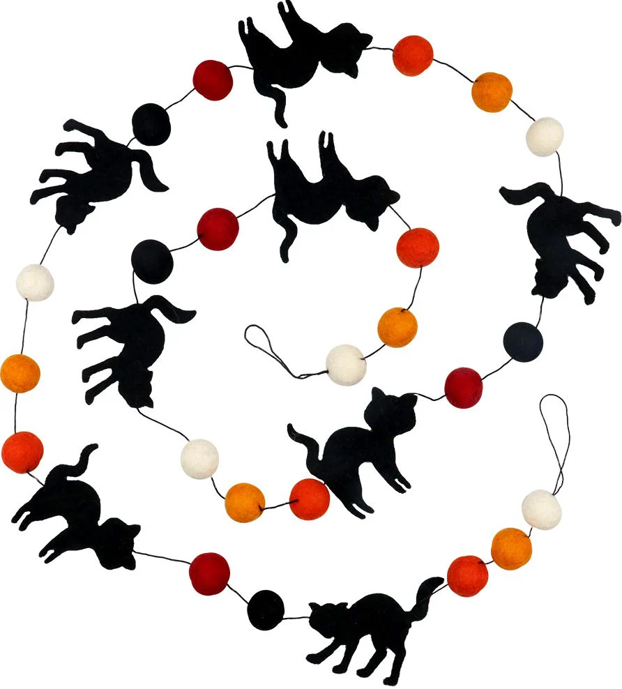 Spooky Cat Felt Garland