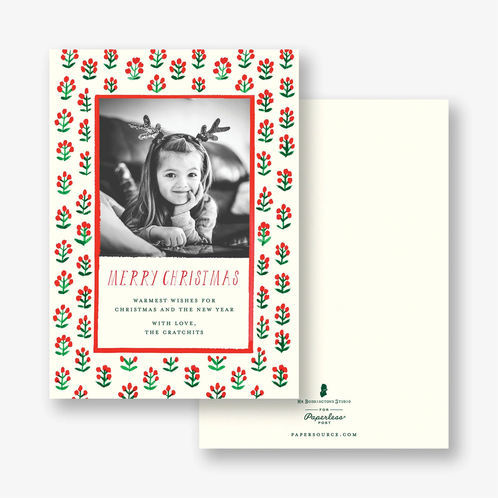 Sprig Pattern Holiday Photo Card - Image 2