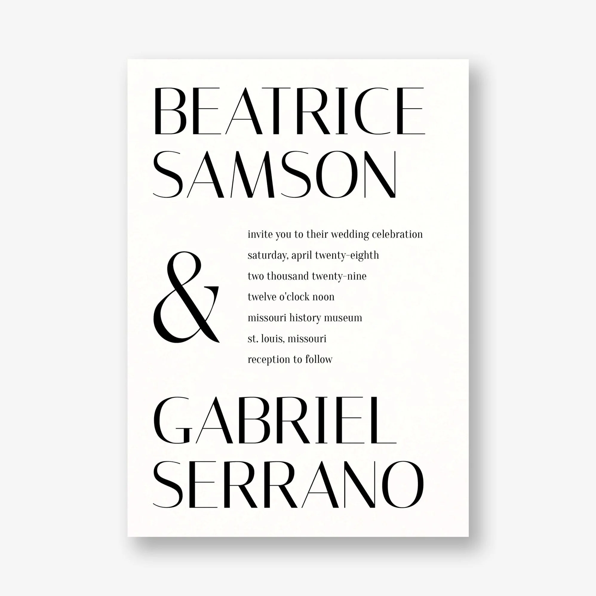 Stacked Deco Type Wedding Invitation