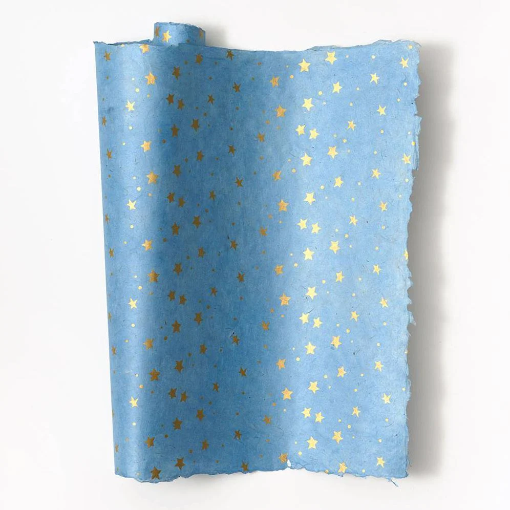 Starry Sky On Light Blue Handmade Paper - Image 3