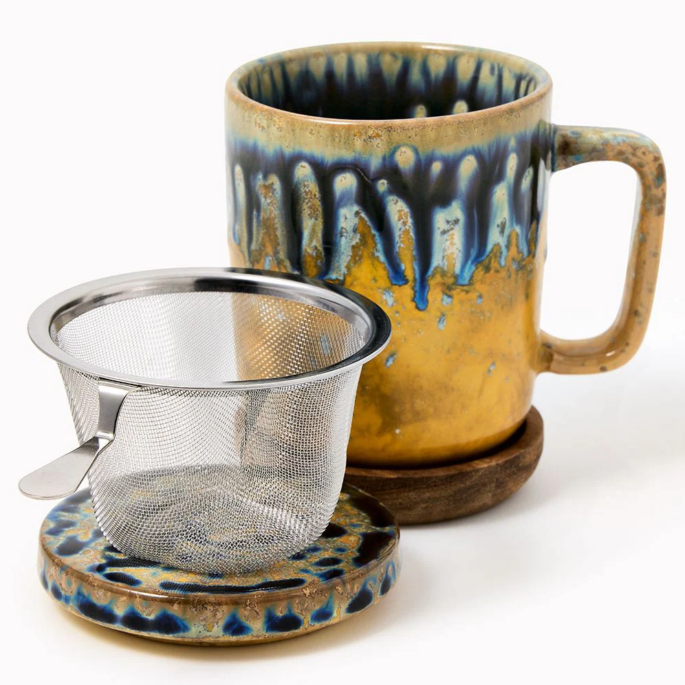 Stoneware Mug with Saucer - Image 4