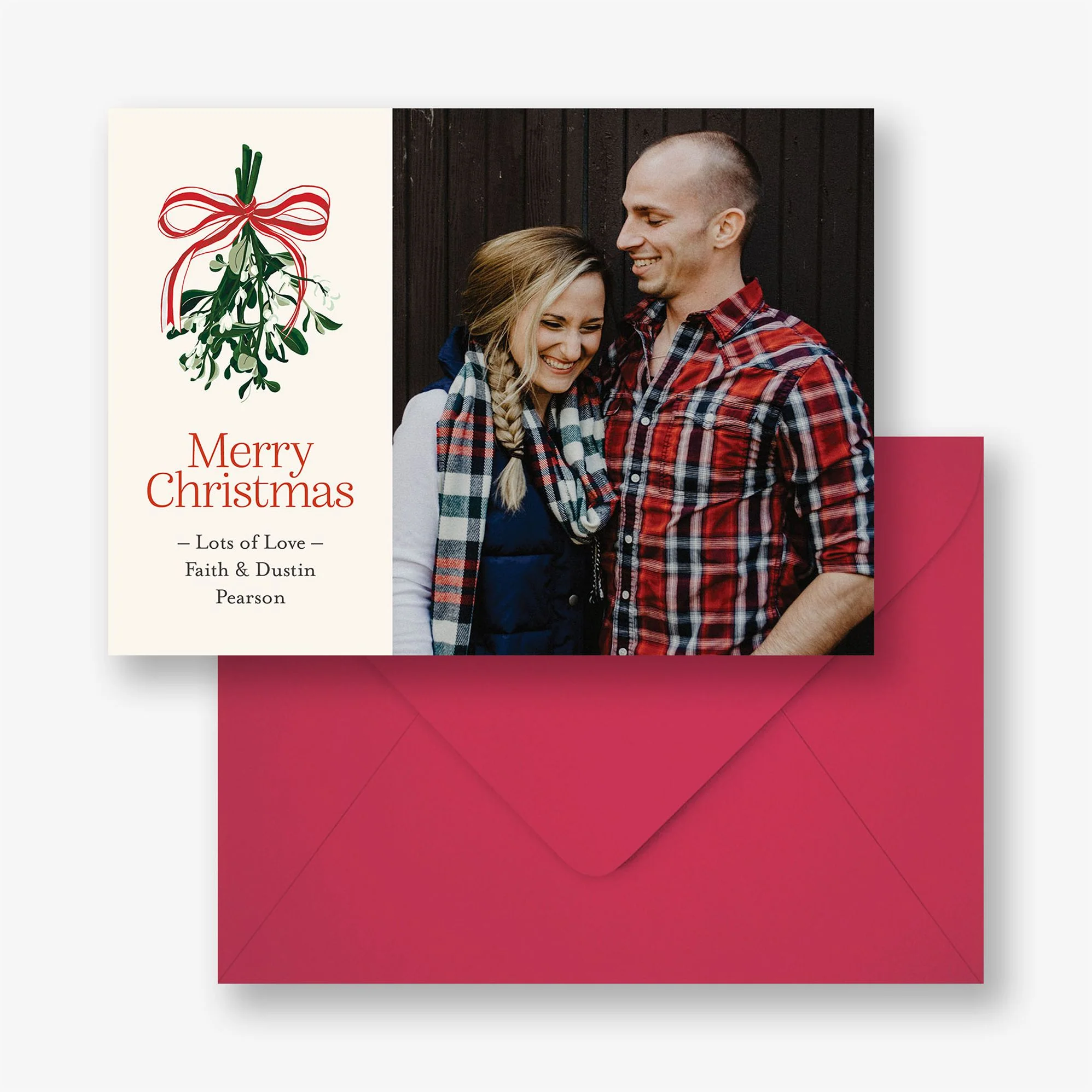 Striped Mistletoe Holiday Photo Card - Image 2