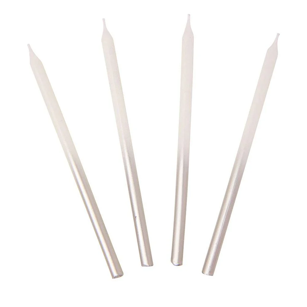 Tall Silver Metallic Ombre Candles - Image 3