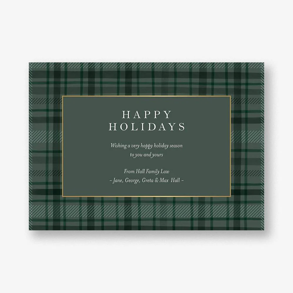 Tartan Foil Border Holiday Card
