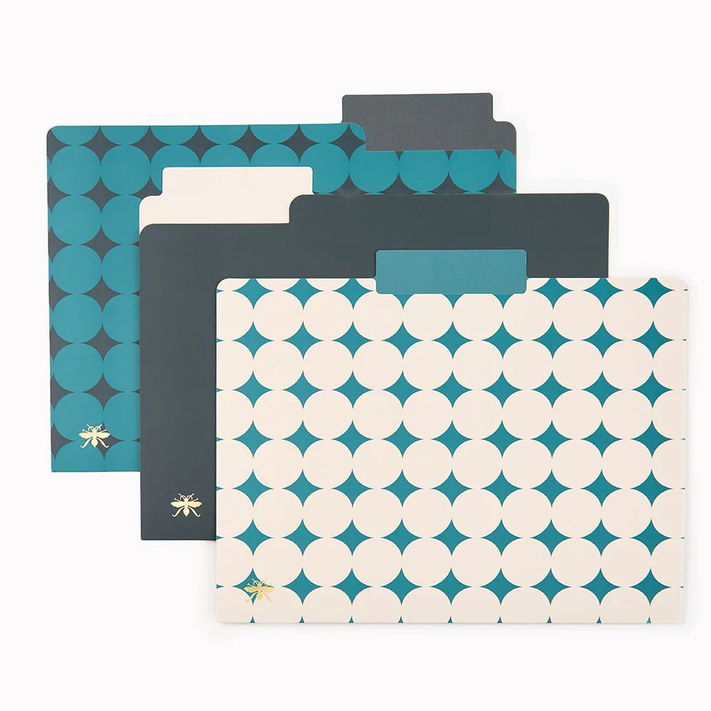 Teal Diamond Paper Wasp File Folders S/6 - Image 2
