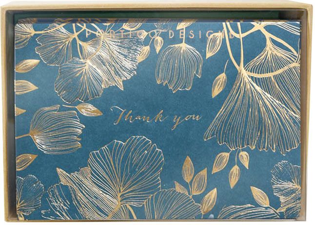 Thank You Boxed Notecards Gold Summer Leaves - Image 2