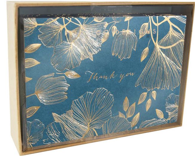 Thank You Boxed Notecards Gold Summer Leaves - Image 4