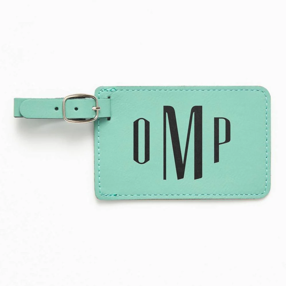 Tommaso Monogram Teal Luggage Tag