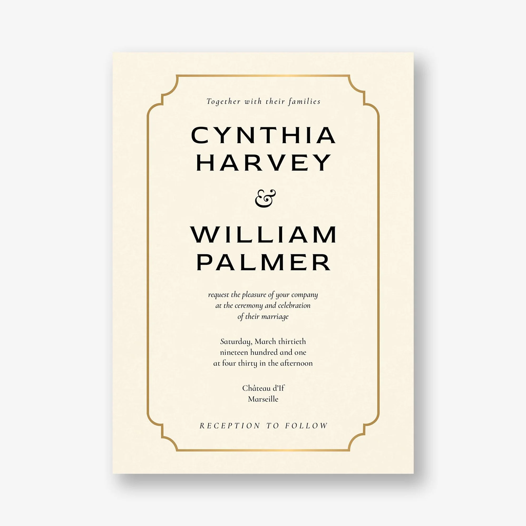 Traditional Border Foil Wedding Invitation