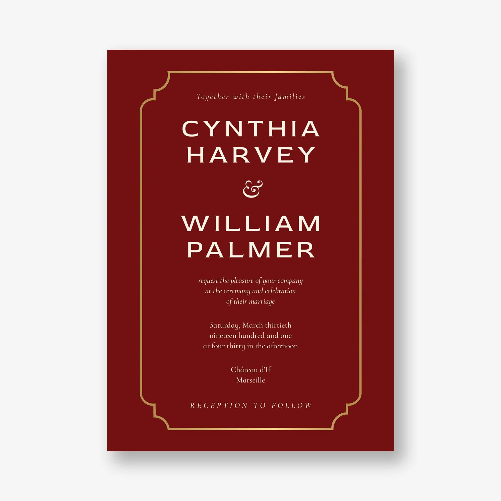 Traditional Border Foil Wedding Invitation - Image 2