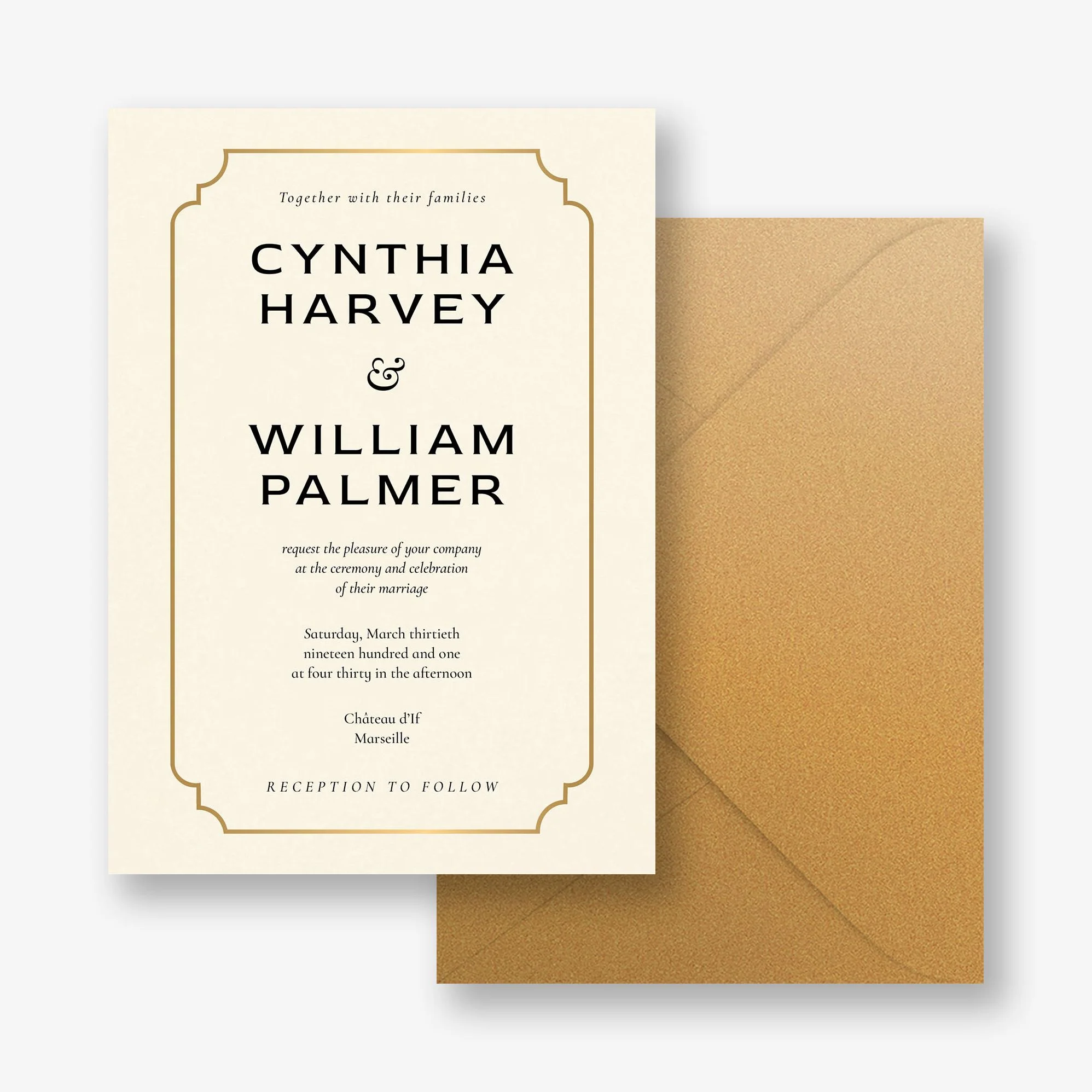 Traditional Border Foil Wedding Invitation - Image 6