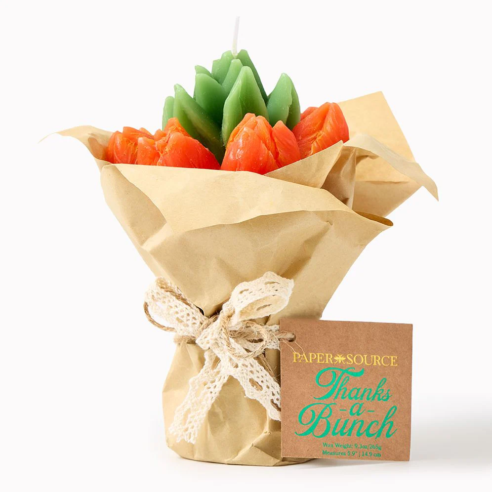 Tulip Candle Bouquet - Orange