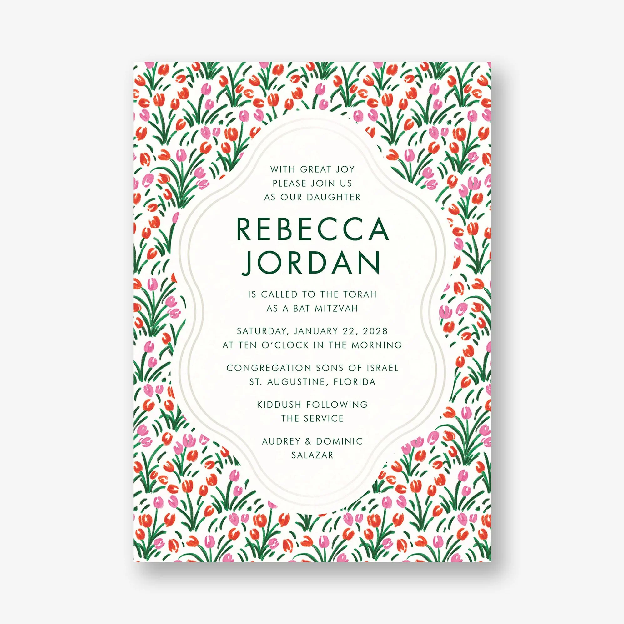 Tulip Field Foil Bat Mitzvah Invitation - Image 4