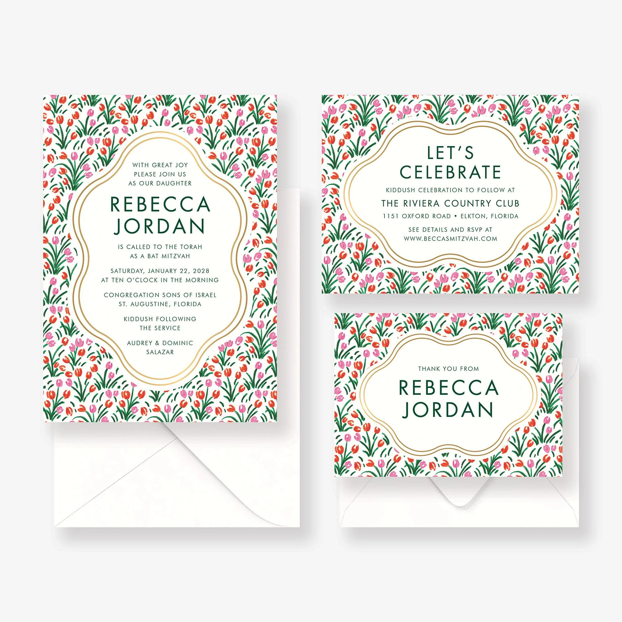 Tulip Field Foil Bat Mitzvah Invitation - Image 5