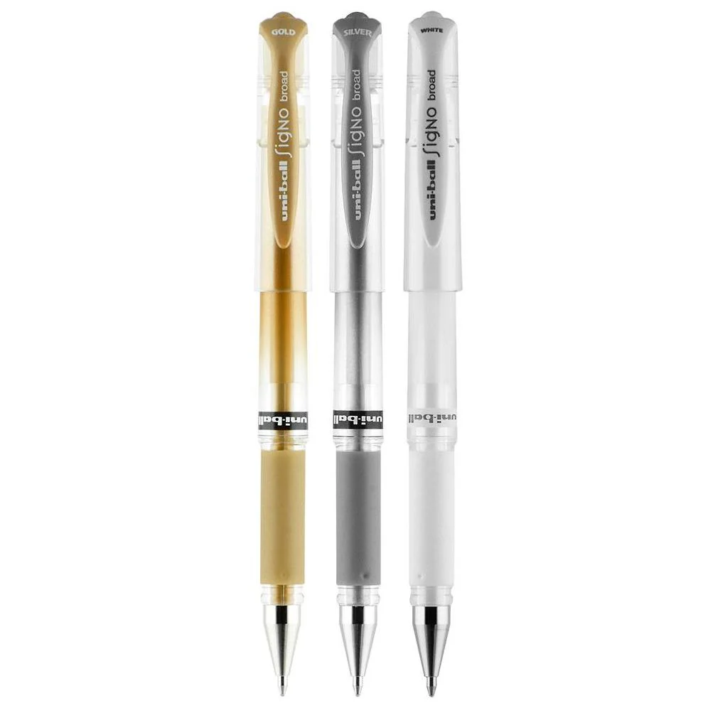 uniball Signo Gel Impact Pens, Bold Point (1.0mm), Assorted Metallic, 3 Pack (Gold, Silver, White) - Image 9