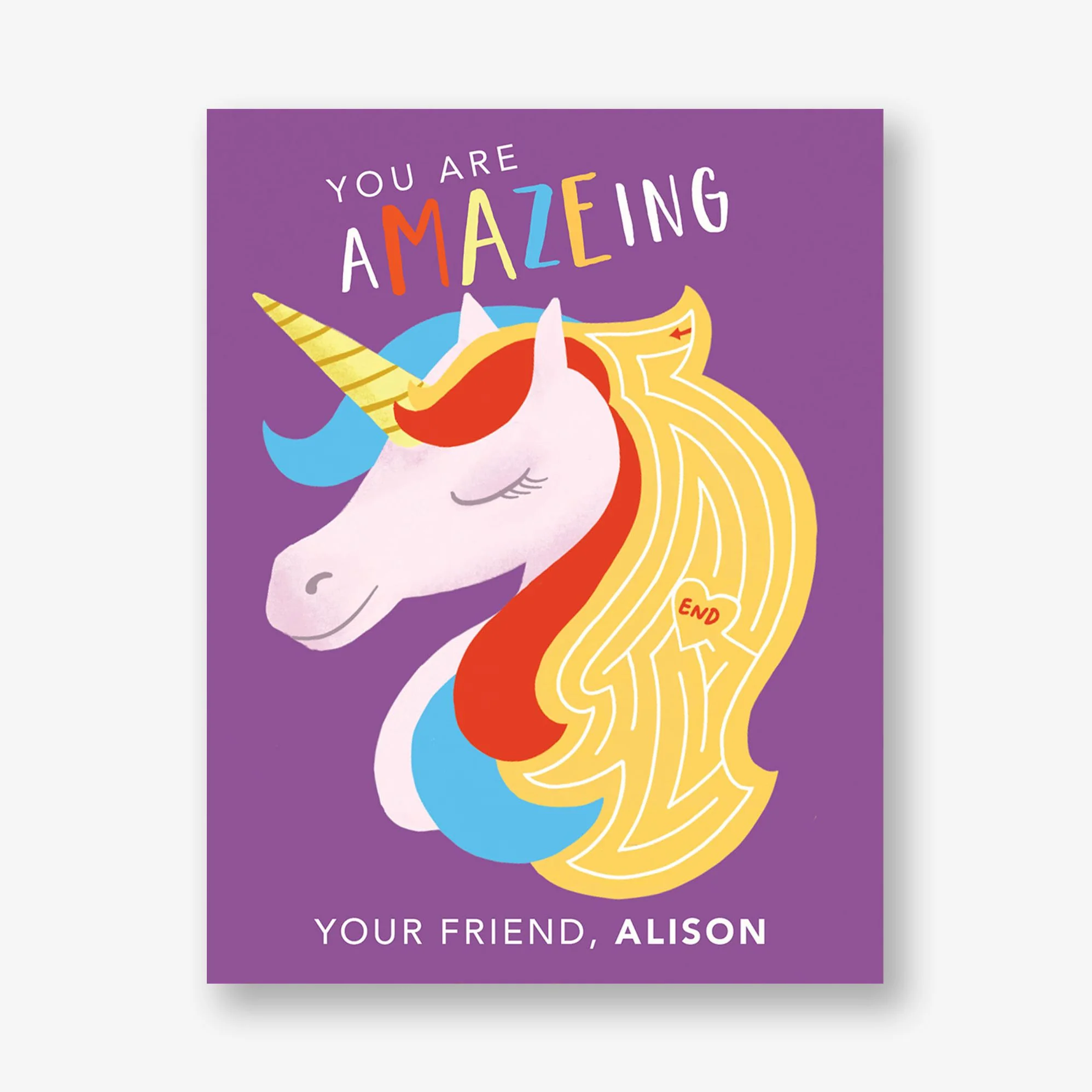 Unicorn Maze Custom Valentine Card